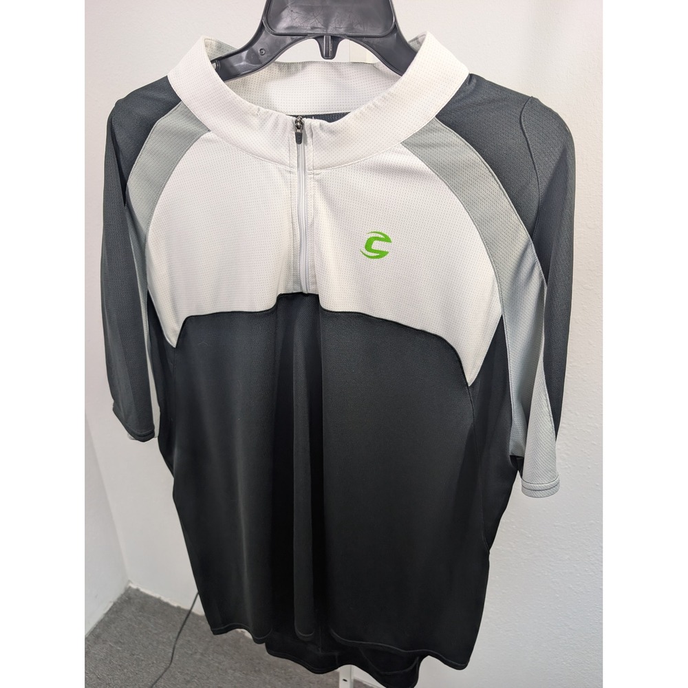 Cannondale Mens Cycling Jersey Large Short Sleeve Quarter Zip Black White Grey